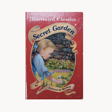 Book cover of 'Secret Garden' with a girl in a garden illustration on a red background