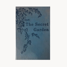 Book cover of 'The Secret Garden' with decorative text and design on a blue background