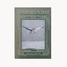 Book cover with owl illustration and text 'In Nature's School' on a gray background
