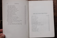 Open book showing table of contents and list of illustrations on a wooden surface.