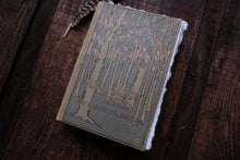 Vintage book titled 'Our Native Trees' by Margaret Law Keeble on a wooden surface with a feather.